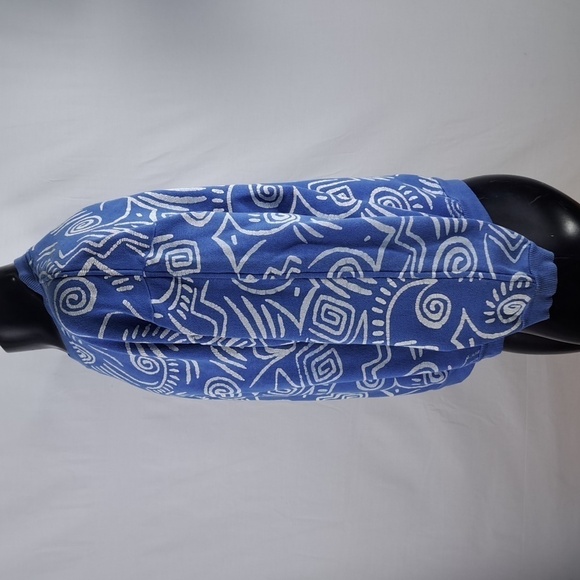 Vintage UnionBay AOP swirls print baby blue & white LG pullover sweatshirt - Picture 3 of 6